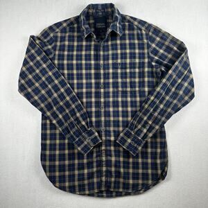 Indian Terrain Vintage Indigo Button Down Shirt Men's small Plaid Slim fit